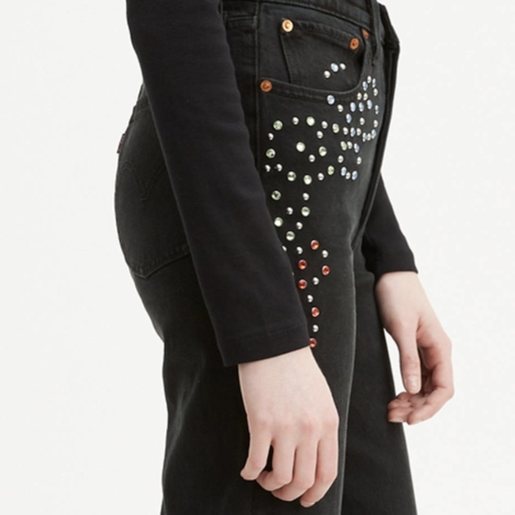 LEVI'S Ribcage straight studded ankle jeans 31 - Picture 2 of 12